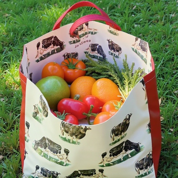 Cow Tote Bag: Funny Farm Animal Reusable Grocery Bag - Picture 3 of 5